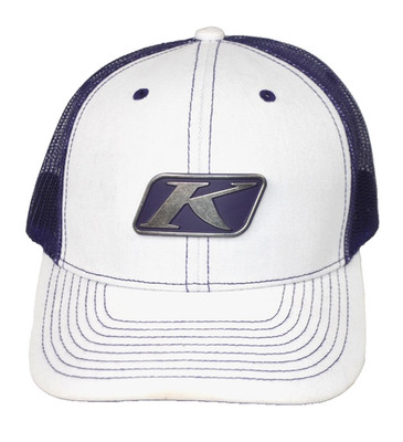 KLIM Meshback Trucker Hat White Purple  OSFA Technical Riding Gear Snap Badge