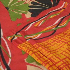 Sanskriti Vintage Sarees Red & Orange Pure Crepe Silk Printed Sari Craft Fabric Sanskriti Vintage Sarees Red & Orange Pure Crepe Silk Printed Sari Craft Fabric - Image 1