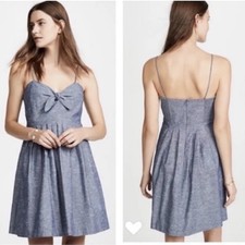 Madewell Chambray Blue Tie Front Cutout Cami Side Ruching Dress Size 10