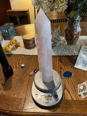 13 inch 4.9 pound Large Rose Quartz Tower Point Rose Quartz Obelisk Crystal 