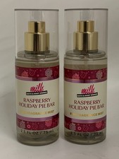 Bath  Body Works Milk Raspberry Holiday Pie Bar Fragrance Mist S/2 Mini A2055C