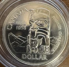 1858-1958 Elizabeth II Canadian Silver Dollar (British Columbia)