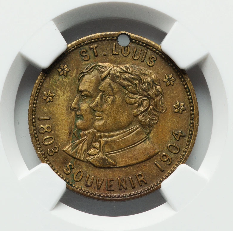 NGC MS 63 1904 Luisiana Compra Exposición Jefferson Napoleón Medalla de Latón Foto 2 de 4