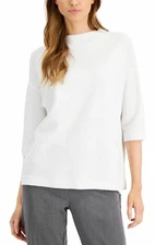 ALFANI Women's Blouse Glitter White 3/4 Sleeve Pullover Knit Top Size XXL