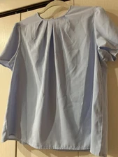 Shein Woman's Short Sleeve Blouse Light Blue Back Button Size Large