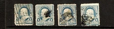 1890-3 U.S. CLASSIC Regular Issue  1c Dl Blue FRANKLIN Lot of 3  Sc# 219  Used