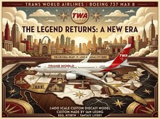 JC Wings 1:400 TWA Trans World Airlines B737-8 Max Fantasy Custom Diecast Model