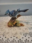Andrea by Sadek Blue Jay #9973 Bird Porcelain Figurine , Oak Branch W/Acorns
