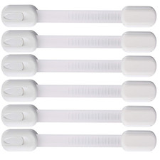 Childproofing Cabinet Drawer Locks Adhesive Straps No-Drill 6 Pack for Fridge
