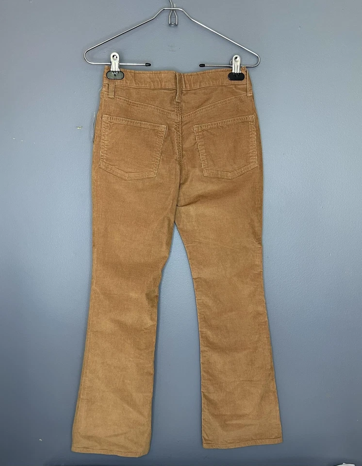 Pantalones de pana acampanados de tiro alto Old Navy para niñas 14 beige tostado elástico Candy Graham Foto 2 de 4