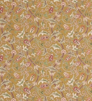 William Morris Curtain Fabric 'SCROLLING TULIP' 2 METRES GOLD Cotton/Hemp Mix