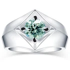 3 Ct Vvs1 ;Blue Round Moissanite Engagement Men's Ring Sterling Silver Size 9