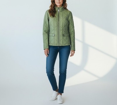 Spyder Jacke Damen UK 10 Reißverschluss Gepolstert Gesteppt Grün