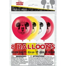 Unique Mickey Mouse Balloons by Disney 12" Latex, Assorted Colors, Pack of 8