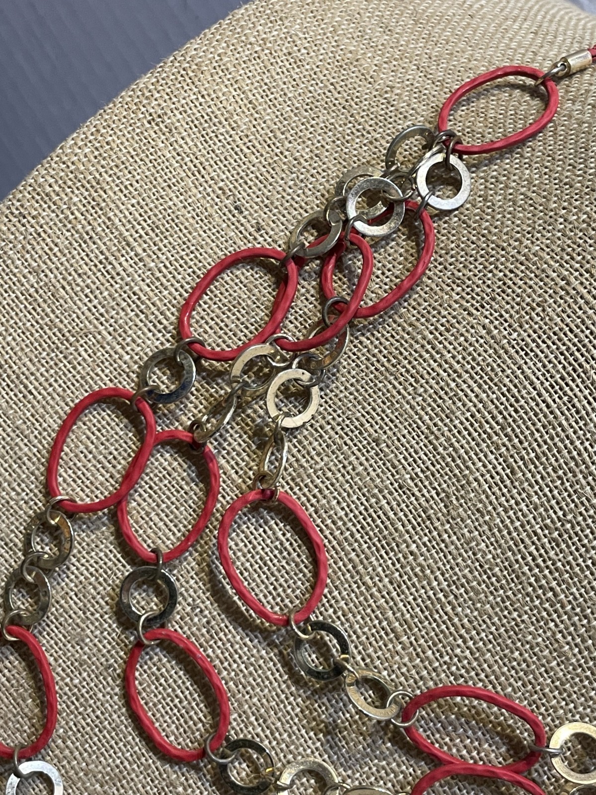 SIGNED C1946 RED PAINTED LOOPS HEAVY DANGLES BIG … - image 2