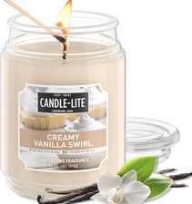 Fall Scented Candles, Creamy Vanilla Swirl, 18 oz Jar, Proudly Poured in The USA