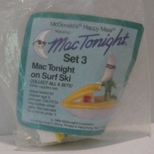 1988 Set 3 Mac Tonight on Surf Ski Happy Meal Toy Lunar Moon Man MIP