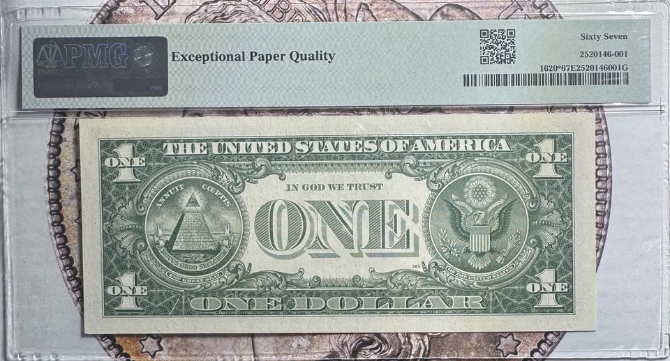 1957A one dollar π silver certificate (*A) PMG 67 Gem PPQ - Image 2 of 2