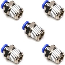 Corrosion-Resistant 4mm OD Air Fittings 1/4" NPT Male - 5 Pack for 3D Printers
