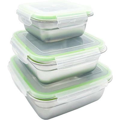 Stainless Steel Food Containers, 3-Piece Set with Lids, Reusable for Breakfas...