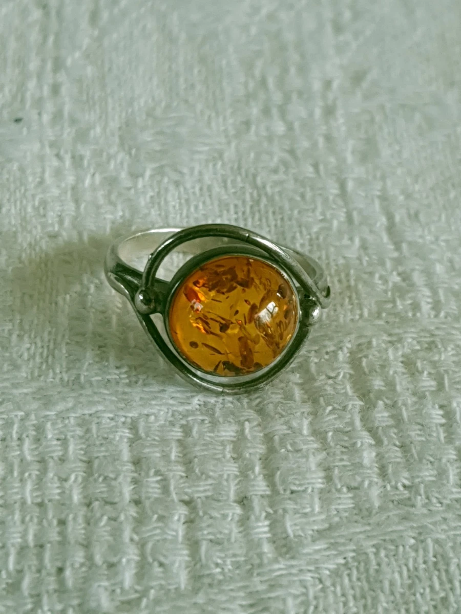 Bague ancienne en argent et Ambre - Montres & Bijoux