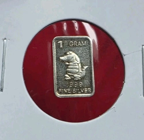 Alligator / Crocodile - 1 Gram .999 Fine Pure Silver Mini Bar Ingot Coin