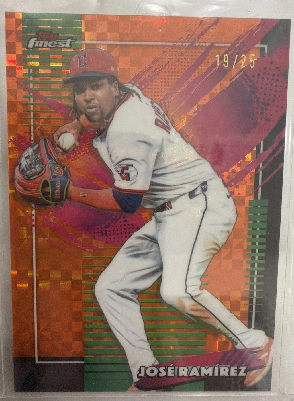 2026 Topps Finest Jose Ramirez Rare Orange Refractor #19/25 Cleveland Guardians