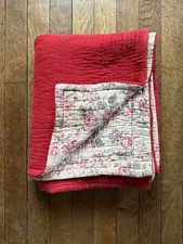 Boutis Ancien Couvre Lit XIXème Tissu Fleurs Imprimé Piqué Main