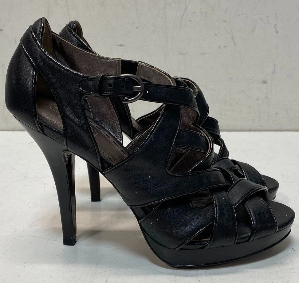 Abito Coach donna nero in pelle con spalline e tacco taglia 7