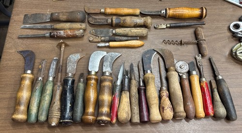 Lot of Antique Vintage Wooden Handle Tools 31 Pieces