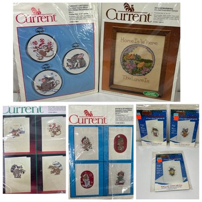 Vtg Current Counted Cross Stitch Christmas Cards Kit 5x7 Critters Cardinal Mice