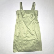 Davids Bridal Sheath Dress Womens 12 Sage Green Satin Cocktail Wedding Guest