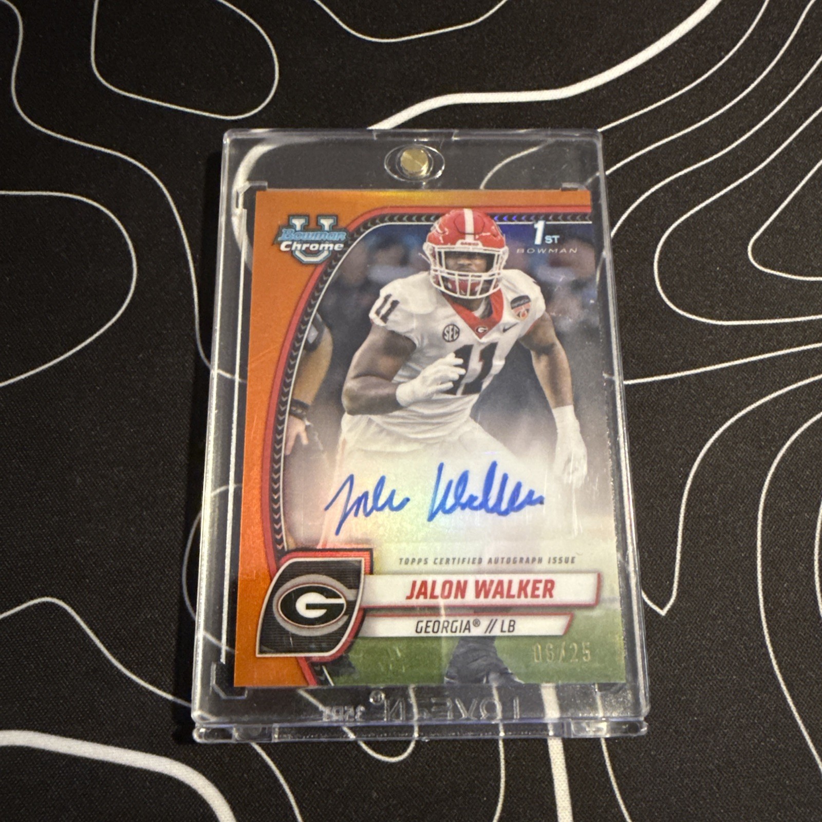 2024 Bowman University Chrome Jalon Walker Orange Auto /25 Georgia Bulldogs 