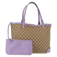 GUCCI GG Canvas Tote Bag Beige Gold 247209 Auth ep12485