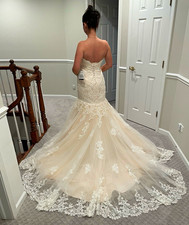 Maggie Sottero Strapless Lace Embroidered Mermaid/Trumpet Train Dress 8