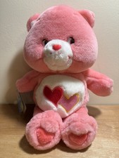 2002 Care Bears Love-a-Lot Bear Pink Hearts 20th Anniversary 13" Plush Vintage