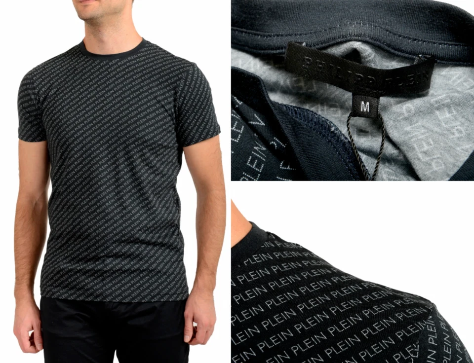 PHILIPP PLEIN COMFORT STRETCH T-SHIRT ALL OVER LOGO LOUNGE TOP ICONIC SHIRT WOW - Bild 4 von 4