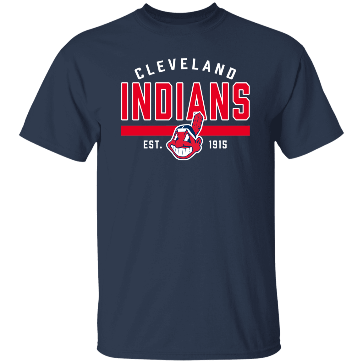Men's Cleveland Indians Est 1915 Tee Shirt Chief Wahoo Forever Navy