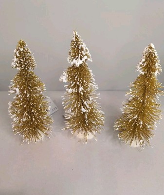 Bottle Brush Christmas Tree Lot Of 3 pcs ~ Sparkle Gold~NWT ~ 6 Inch