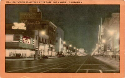 Hollywood Boulevard, Los Angeles, California, entertainment venues, Postcard