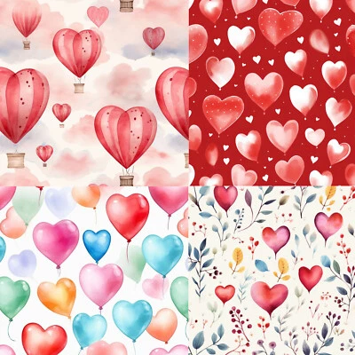 FOREVER CRAFTING UK Valentines Day Fabric - 4 Lovely designs - Metres/Fat/Long/Quarters- 100% Cotton