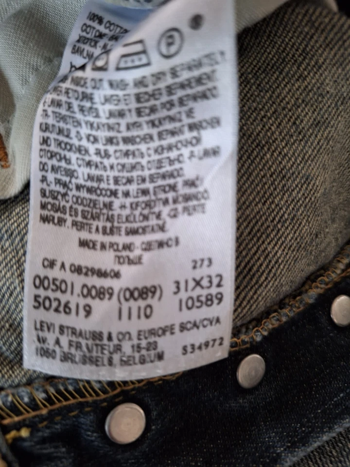 Levi's 501 Original Fit Men's Jeans - 34W/34L, Blue Stonewash, photo 2 of 2