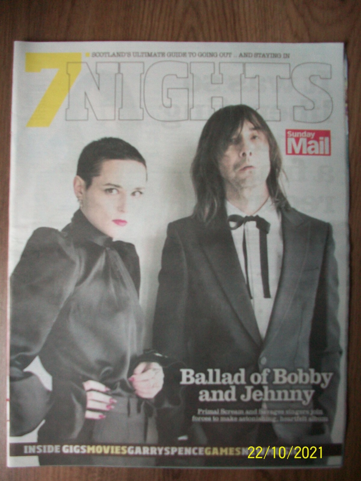 Seven 7 Nights July 4 2021 Bobby Gillespie Jehnny Beth Front Cover Sunday Mail