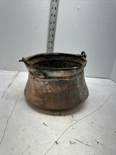 Vintage Copper And Tin Cauldron #Y1