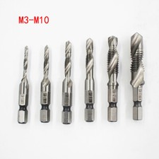 HSS Thread Tap Drill Bit Spiral Hex Shank Thread Cutter Titanium Metric 3mm-10mm