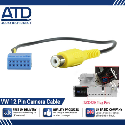 Camera Input Cable For VW 12Pin RCD330 RCD360 Composite Discovery Media RCA MIB2