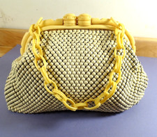 Whiting Davis 1940s Alumesh Beaded Handbag Purse Bakelite Chain Handle