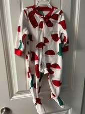 NWT Carter's Baby Christmas Zip Fleece Sleep  Play Pajamas Santa Hats Size 12m