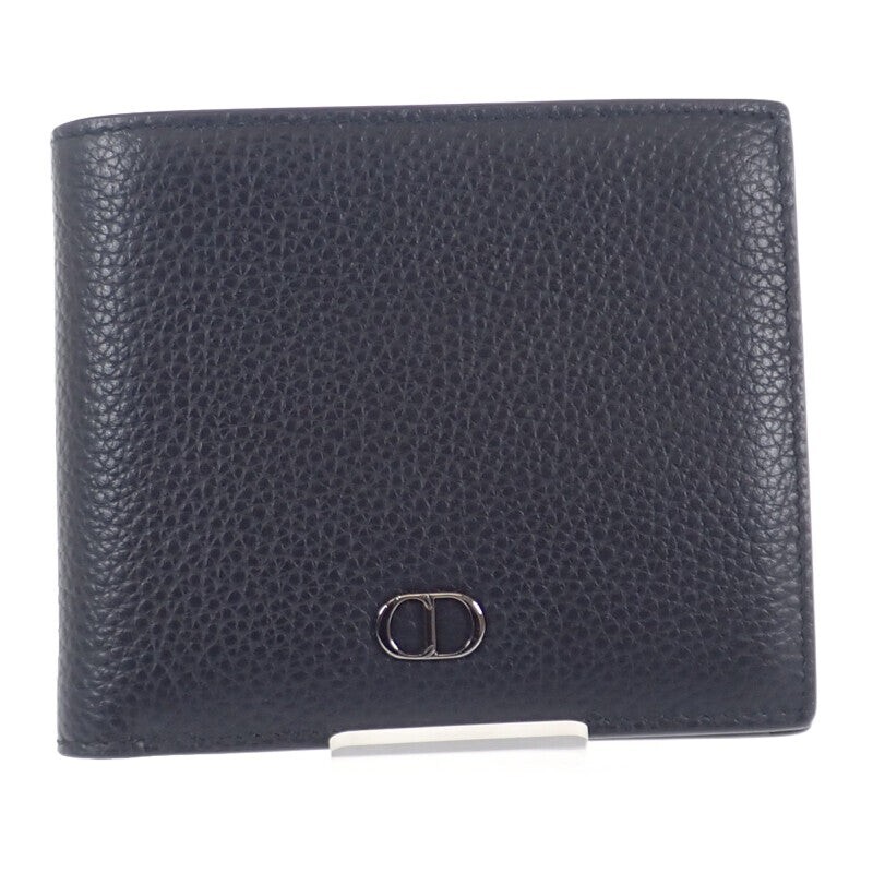 現行Christian Dior アイコンバーティカルウォレットCDメタルロゴ Christian Dior CD Icon Wallet Bifold Wallet Grain Calf Leather