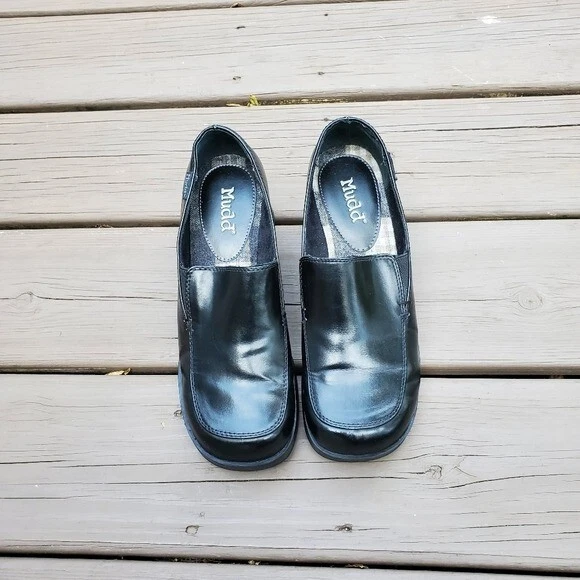 Винтажные оксфорды 90-х годов y2k Mudd Sharpe черная веганская кожа коренастая чонки-платформа 9 - Изображение 2 из 4